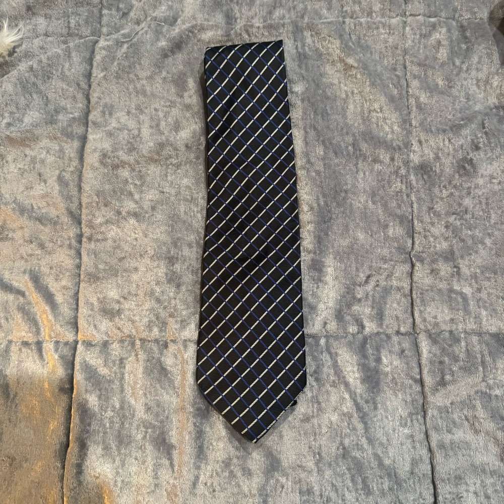 Brooks Brothers Makers Tie‎ Silk Black Blue Geometric Made in USA NEW